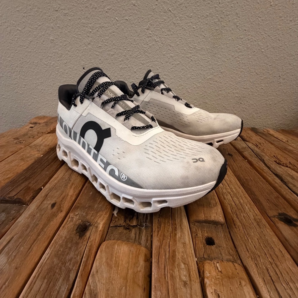 On Cloudmonster Running Shoes 12 White Grey CloudTec Sneakers